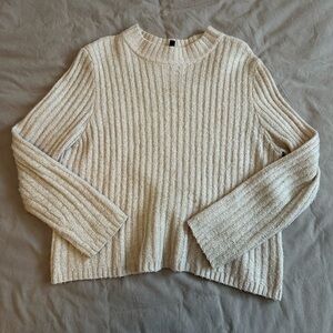 Ribbed Crewneck Women's Sweater in Light Pink